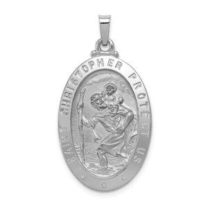 14k White Gold Saint Christopher Medal Pendant New Religious Charm